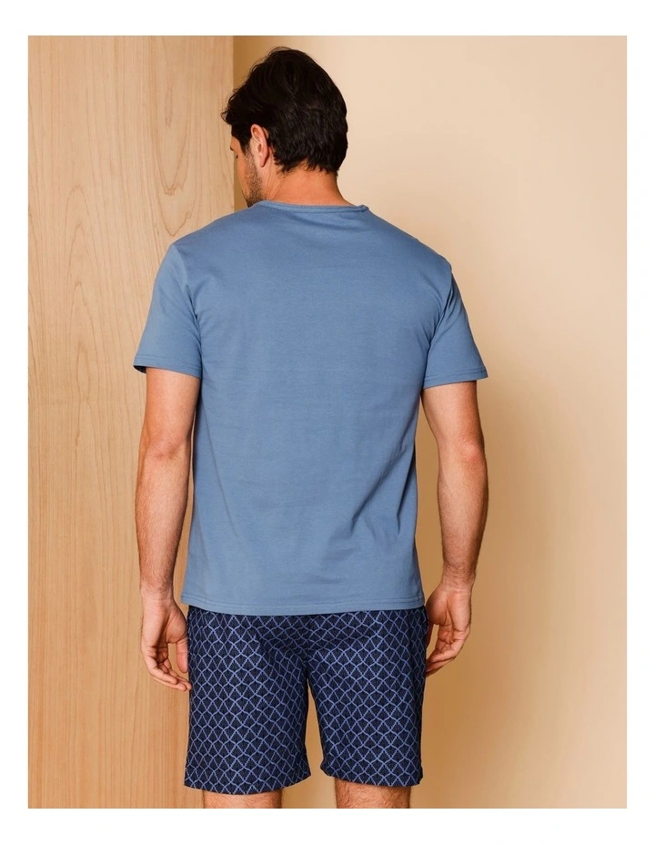 Tee & Poplin Short PJ Set Floral in Denim image 4