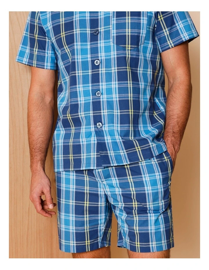 Tee & Poplin Short PJ Set Floral in Denim image 6