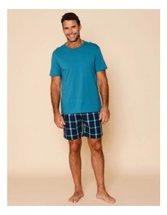 Tee & Poplin Short PJ Set in Green Check