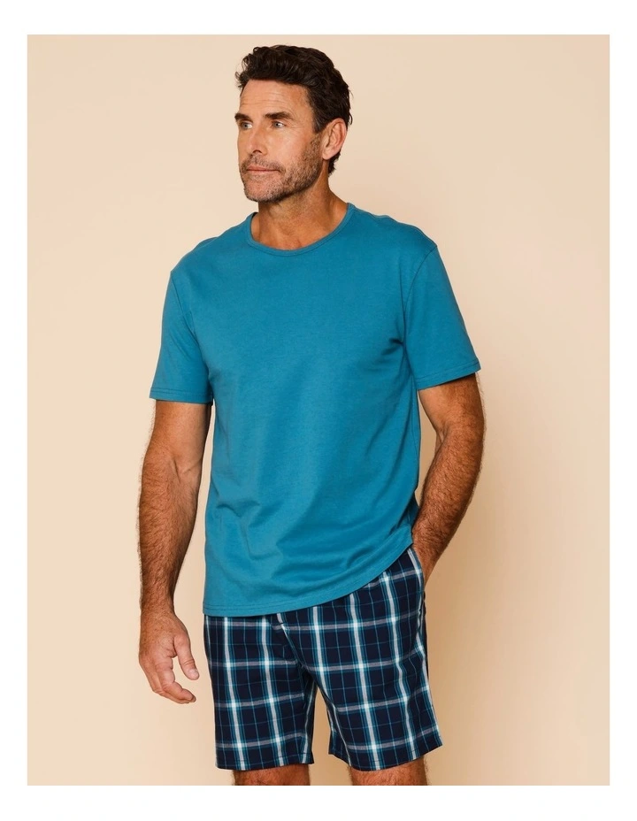 Tee & Poplin Short PJ Set in Green Check image 2