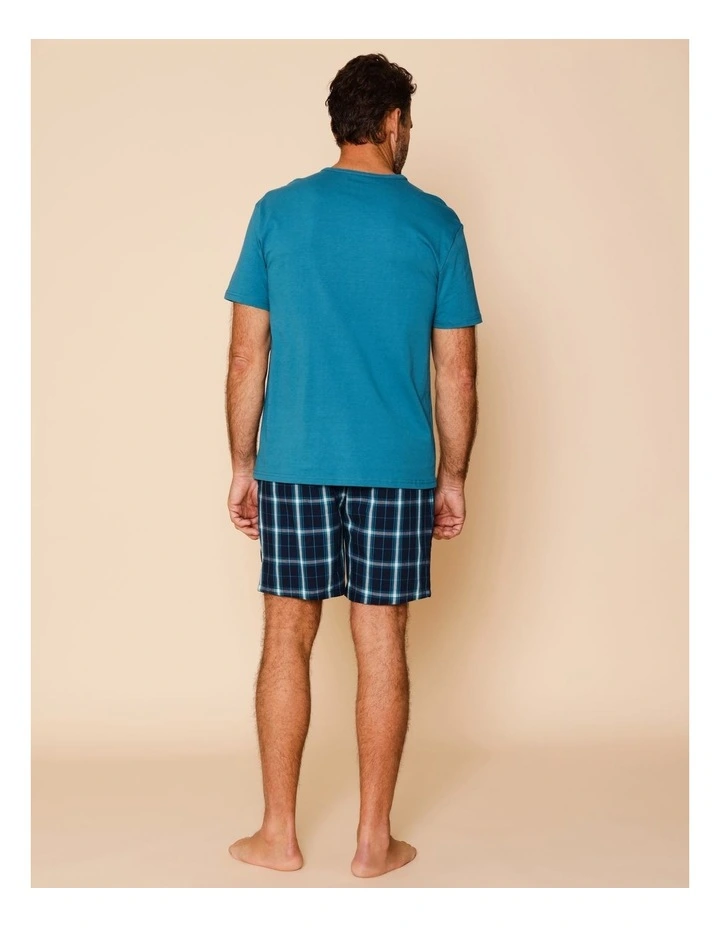 Tee & Poplin Short PJ Set in Green Check image 5