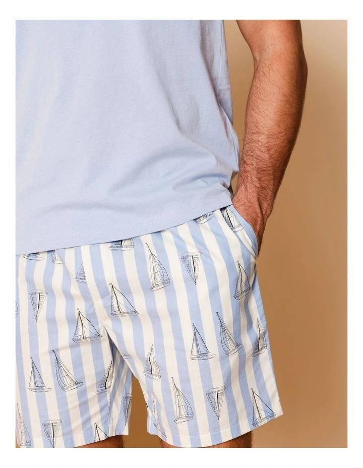 Tee & Poplin Short PJ Set in Sail Stripe image 4