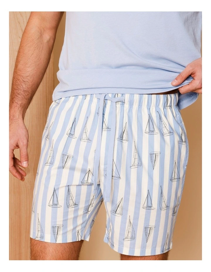 Tee & Poplin Short PJ Set in Sail Stripe image 5