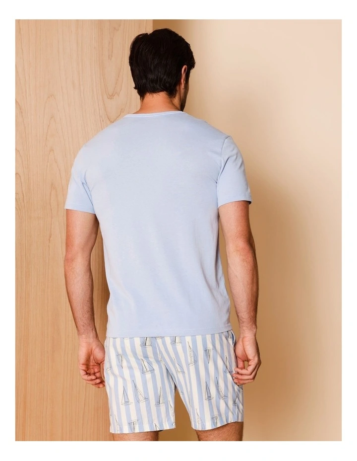 Tee & Poplin Short PJ Set in Sail Stripe image 6