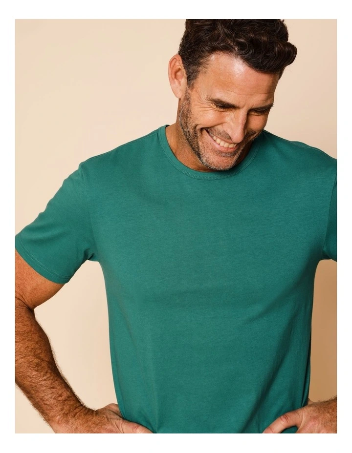 Organic Cotton Tee & Short PJ Set Check in Green image 4