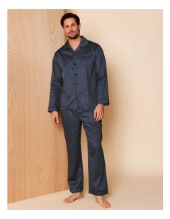 Long Sleeve Cotton Sateen PJ Set in Pinspot