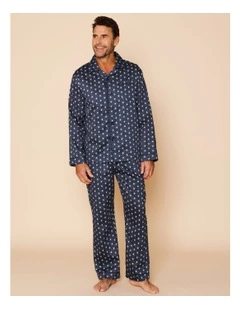 Long Sleeve Cotton Sateen PJ Set in Geo