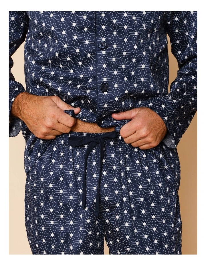 Long Sleeve Cotton Sateen PJ Set in Geo image 6
