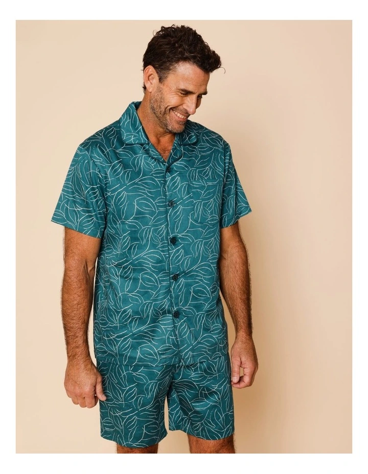 Short Sleeve Cotton Sateen PJ Set in Modern Leaves image 2