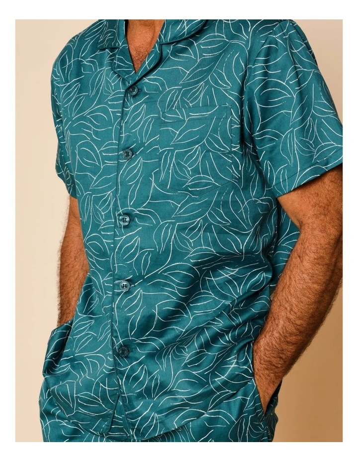 Short Sleeve Cotton Sateen PJ Set in Modern Leaves image 5
