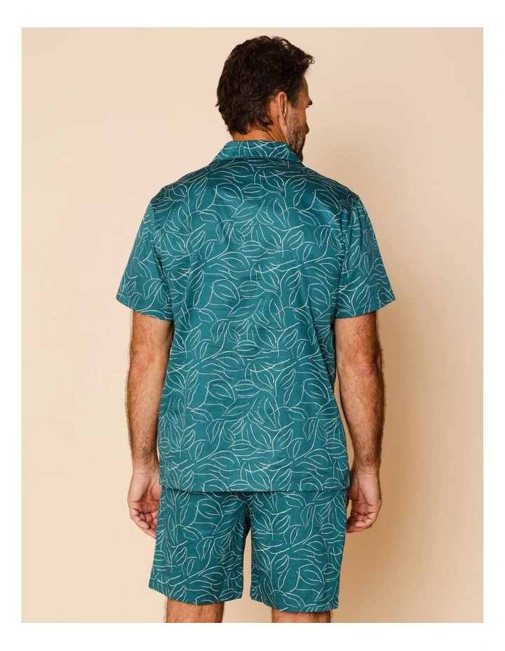 Short Sleeve Cotton Sateen PJ Set in Modern Leaves image 6