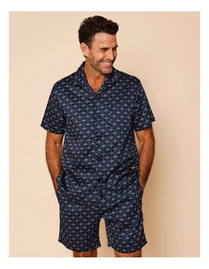 Short Sleeve Cotton Sateen PJ Set in Heron Island image 2
