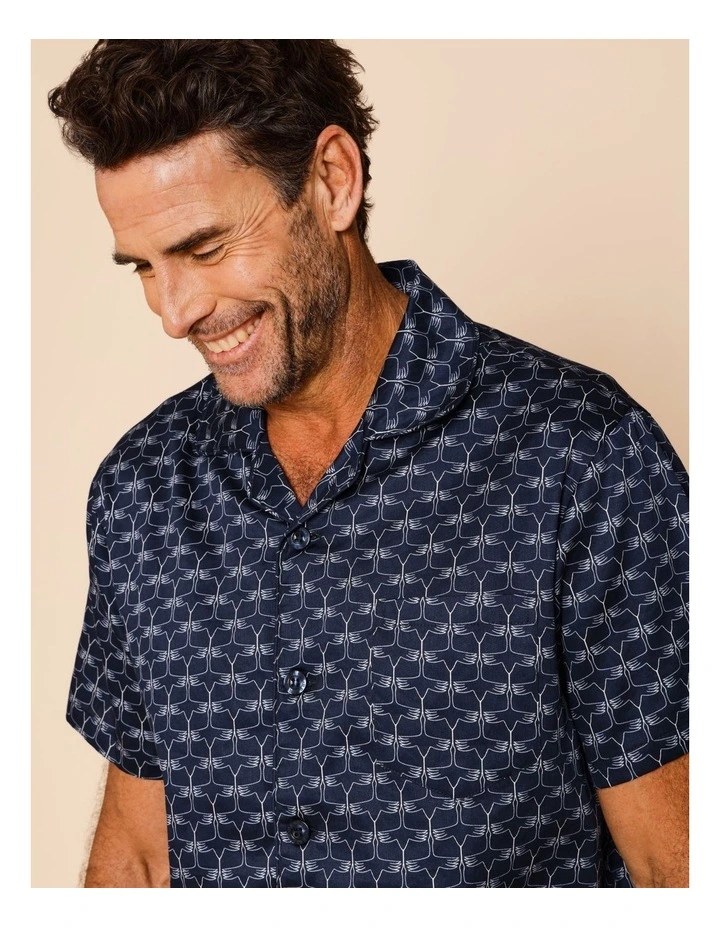 Short Sleeve Cotton Sateen PJ Set in Heron Island image 3