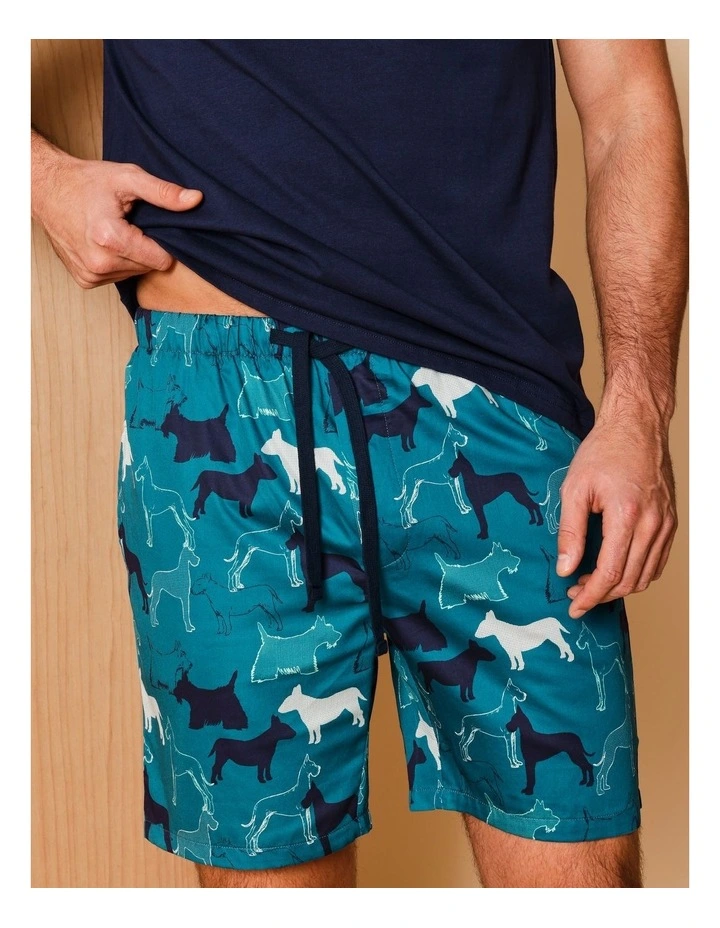 Tee & Cotton Sateen Short PJ Set Dogs in Navy image 4