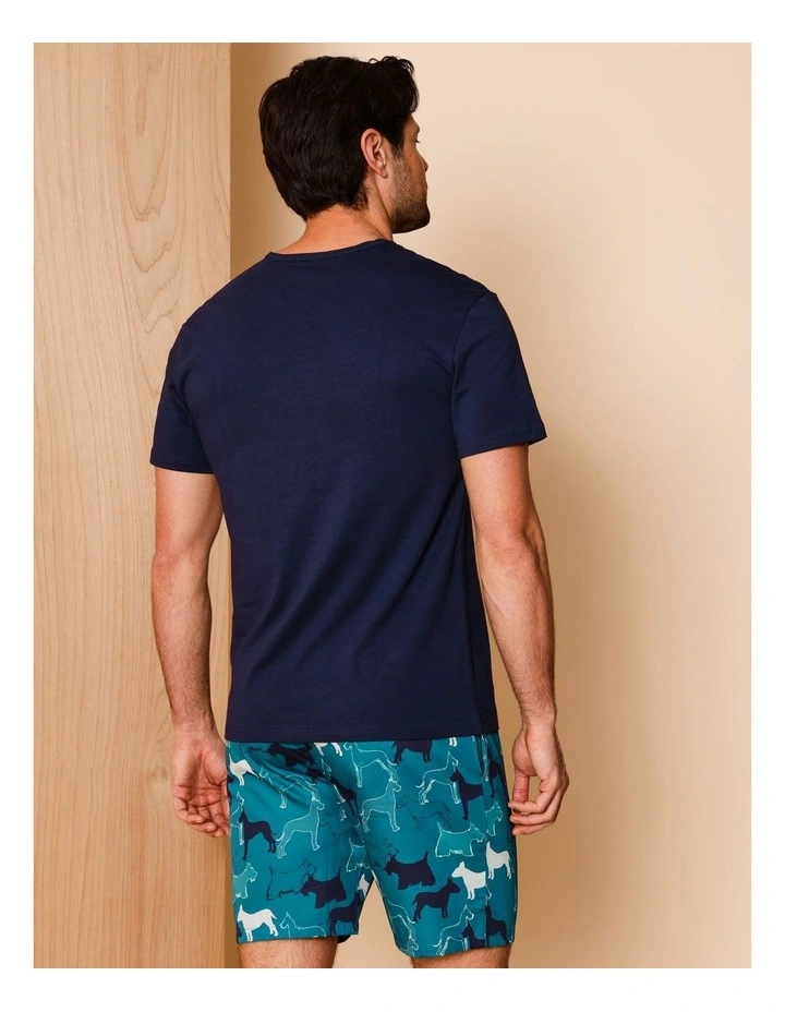 Tee & Cotton Sateen Short PJ Set Dogs in Navy image 5
