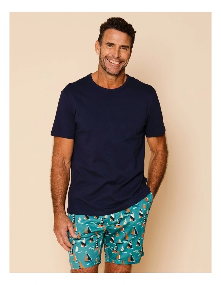 Tee & Cotton Sateen Short PJ Set in Sail Away image 2