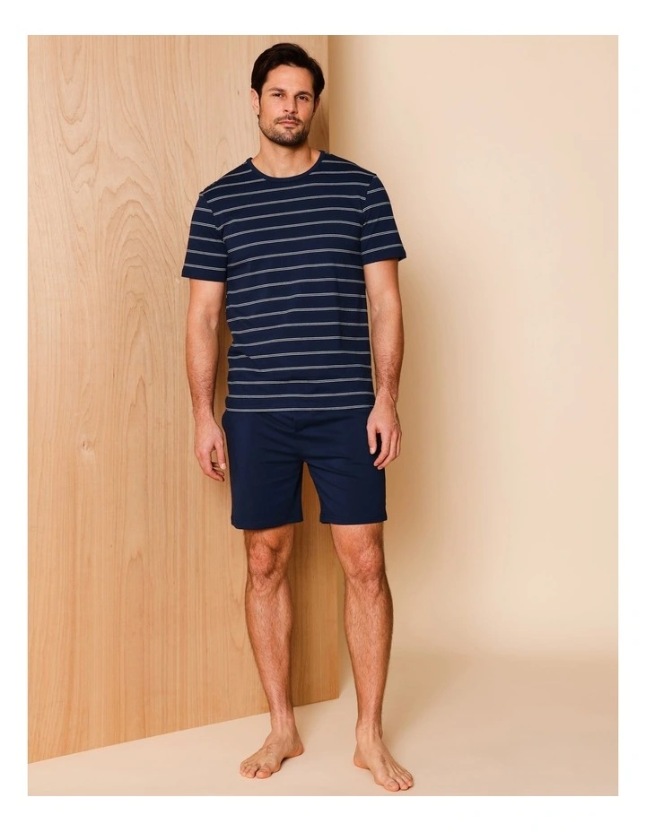 Short Sleeve Knit PJ Set Maritime Stripes in Navy image 1