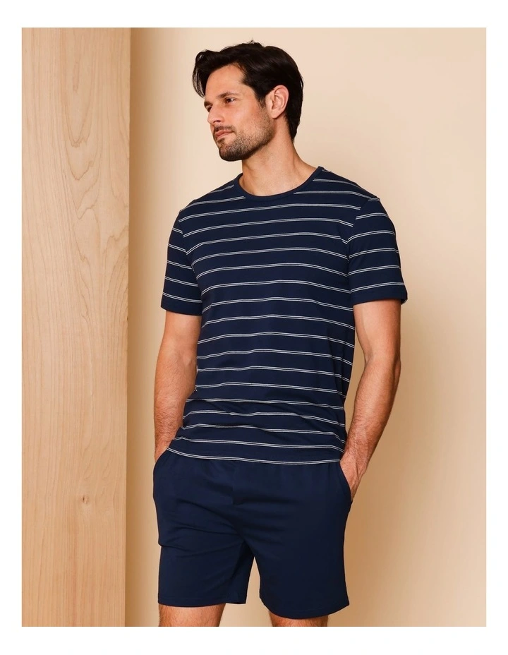 Short Sleeve Knit PJ Set Maritime Stripes in Navy image 2