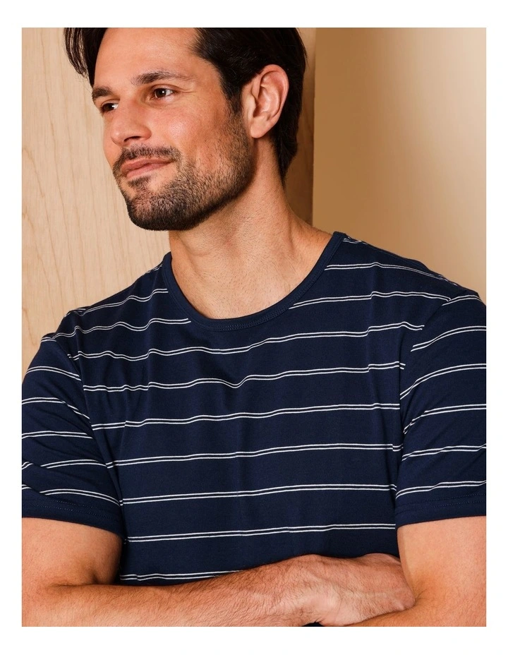 Short Sleeve Knit PJ Set Maritime Stripes in Navy image 3