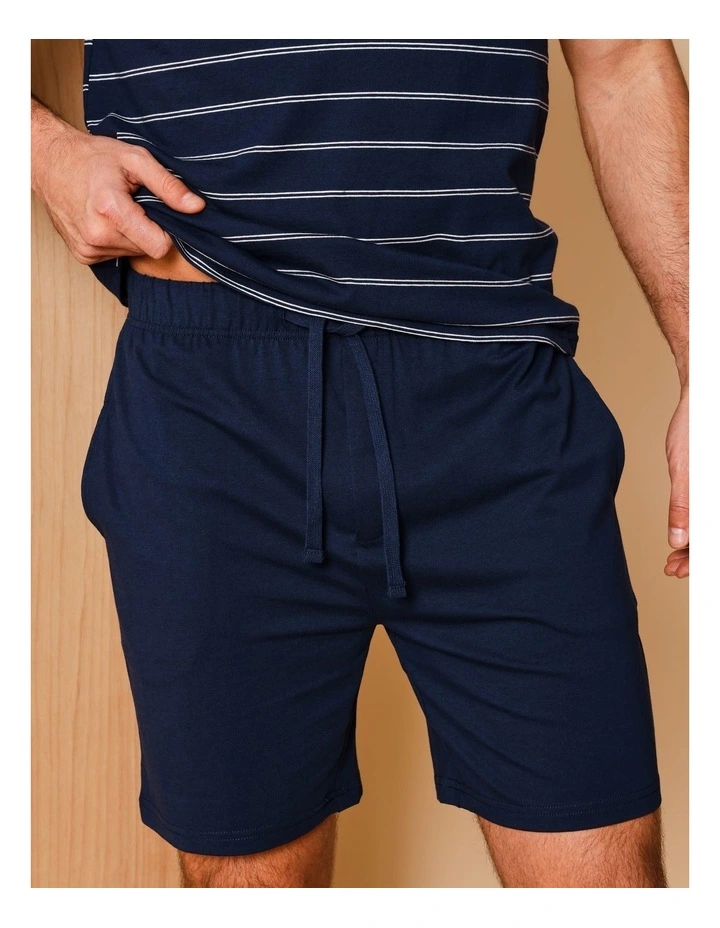 Short Sleeve Knit PJ Set Maritime Stripes in Navy image 4