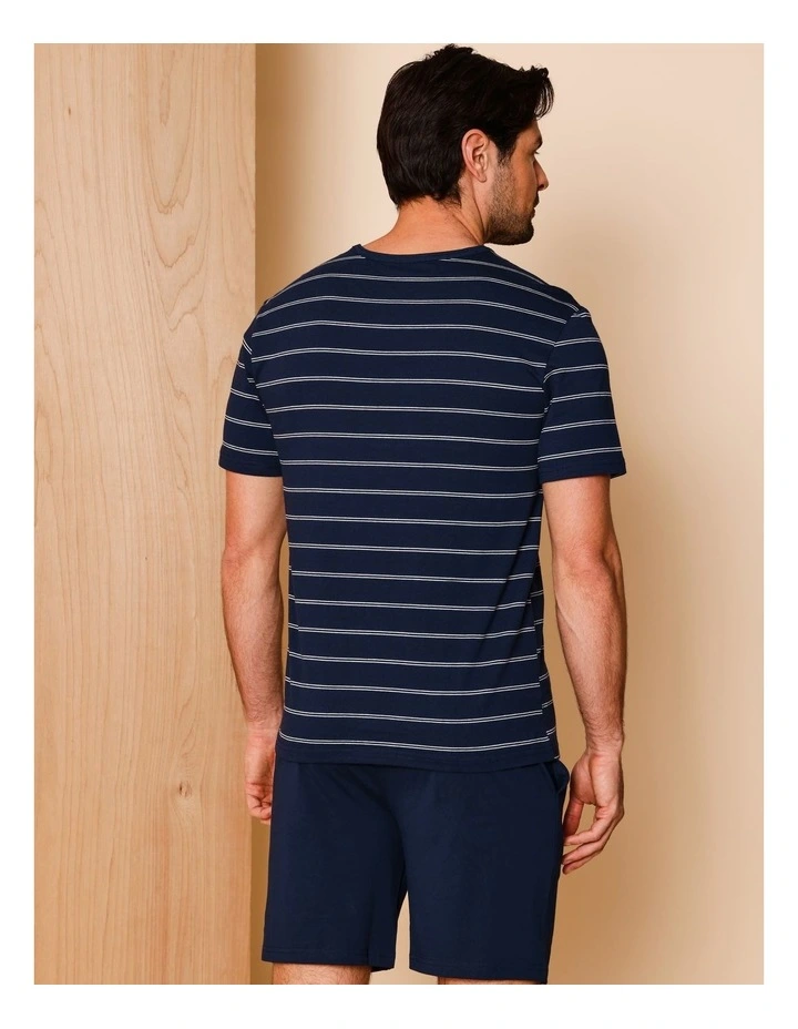 Short Sleeve Knit PJ Set Maritime Stripes in Navy image 5