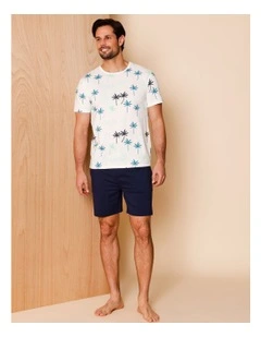 Short Sleeve Knit PJ Set in Palms
