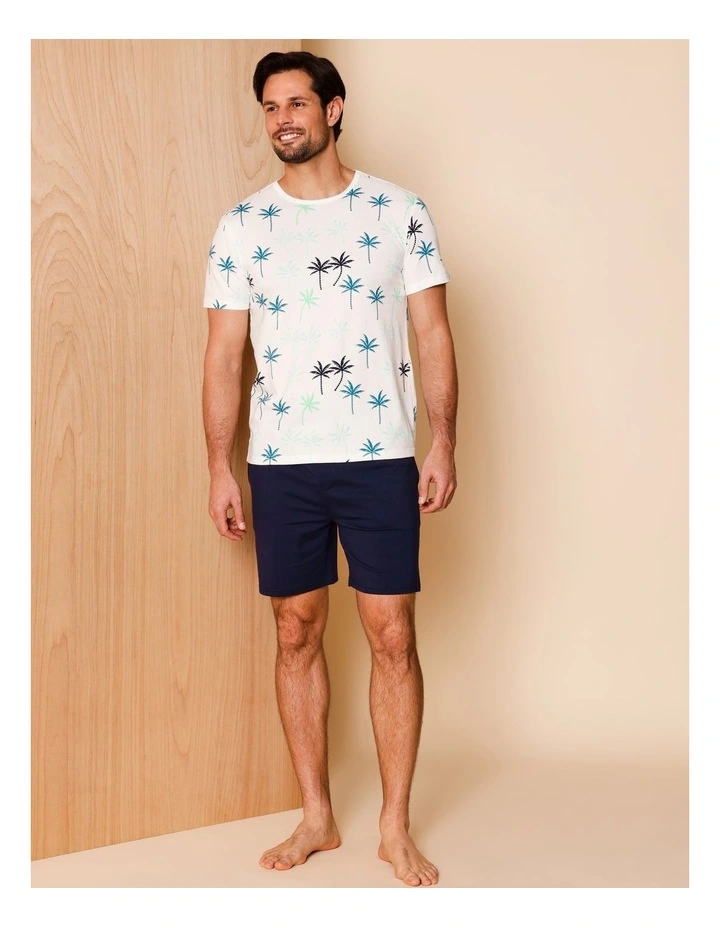 Short Sleeve Knit PJ Set in Palms image 1