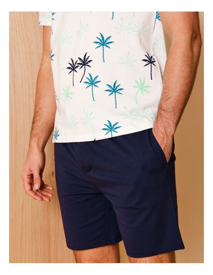 Short Sleeve Knit PJ Set in Palms image 4