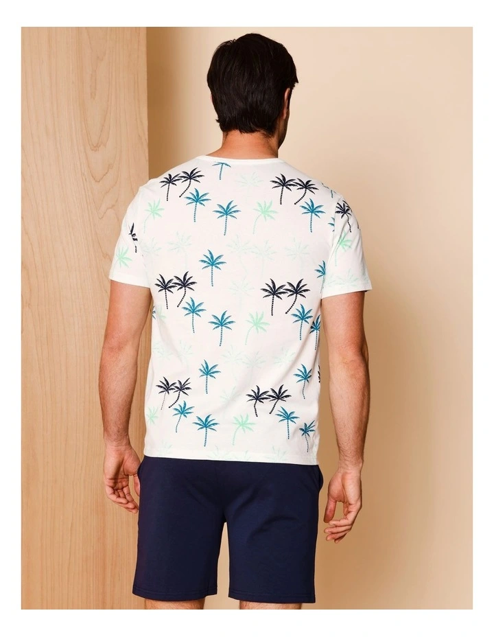 Short Sleeve Knit PJ Set in Palms image 5