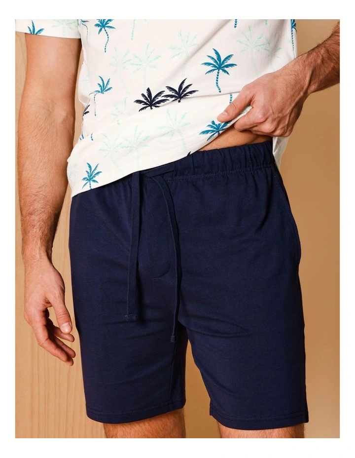 Short Sleeve Knit PJ Set in Palms image 6