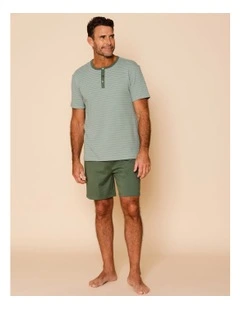 Short Sleeve Knit PJ Set in Henley Rib