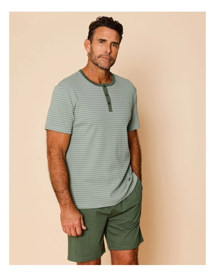 Short Sleeve Knit PJ Set in Henley Rib image 2