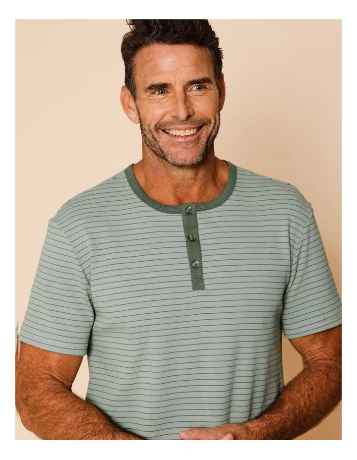 Short Sleeve Knit PJ Set in Henley Rib image 4
