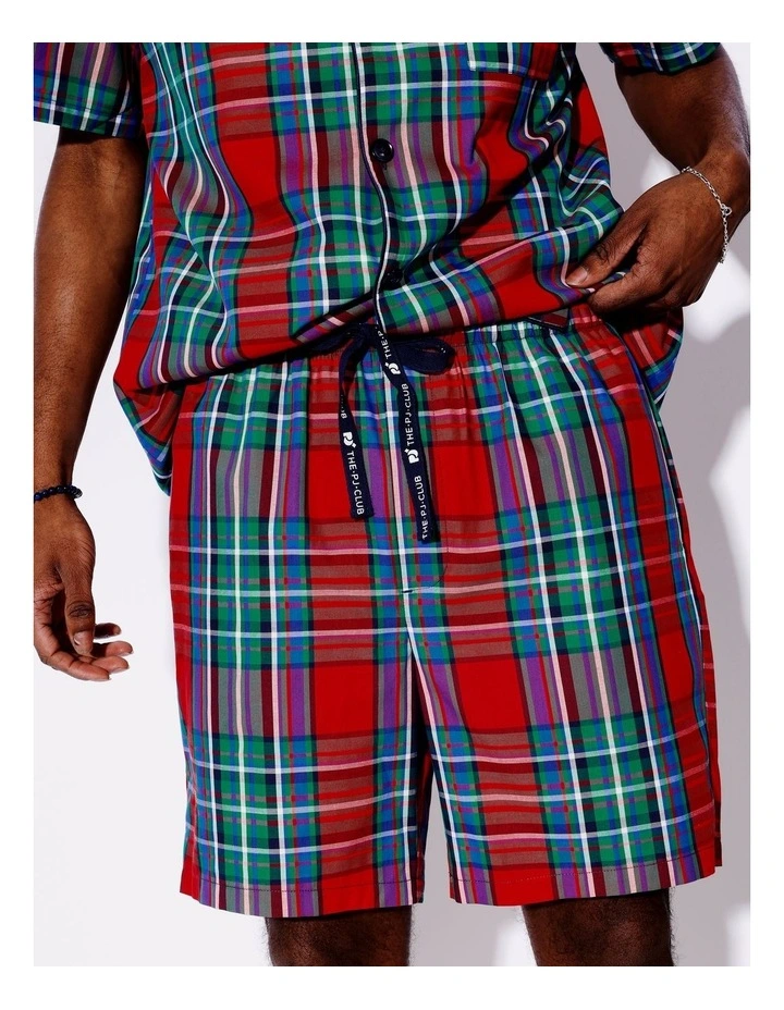 Family Men's Tartan Christmas Short Sleeve PJ Set in Red Tartan image 4
