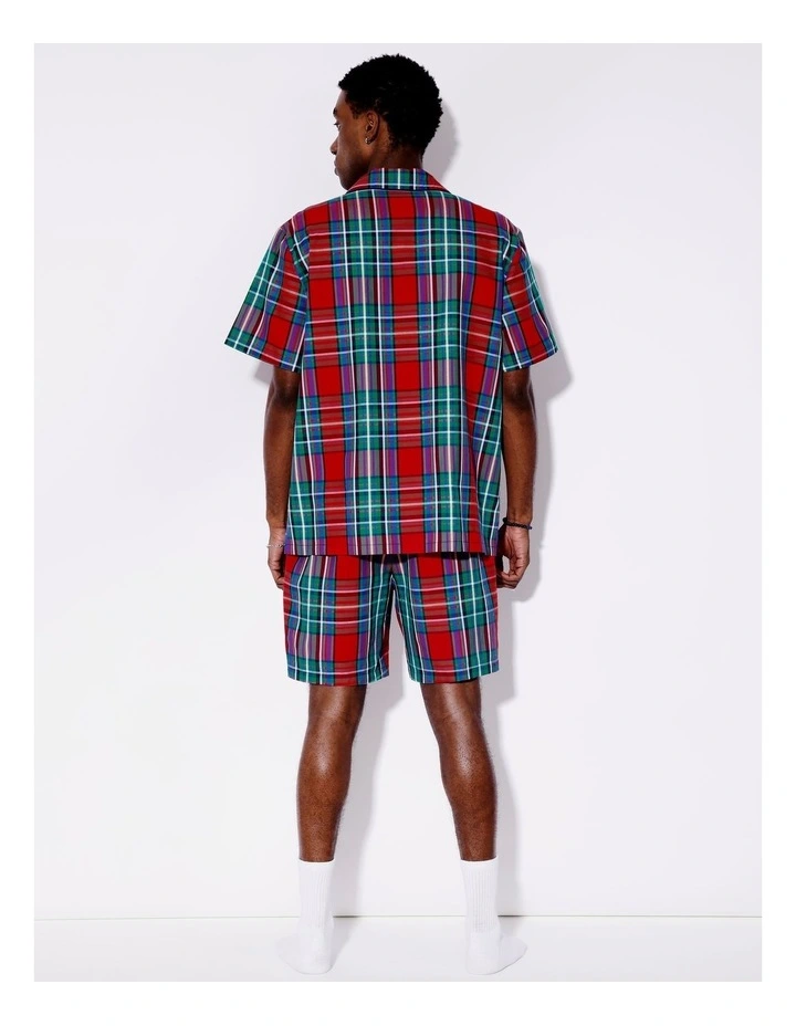Family Men's Tartan Christmas Short Sleeve PJ Set in Red Tartan image 5