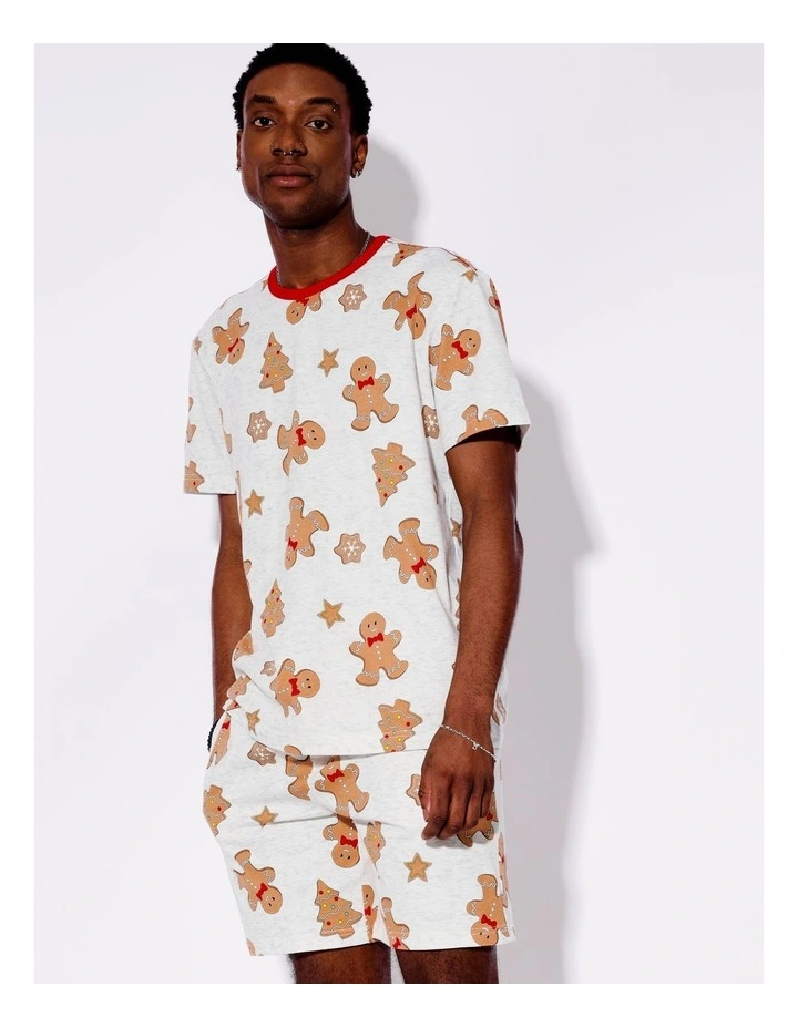 Family Men's Gingerbread Short Sleeve PJ Set in Grey Marle image 1