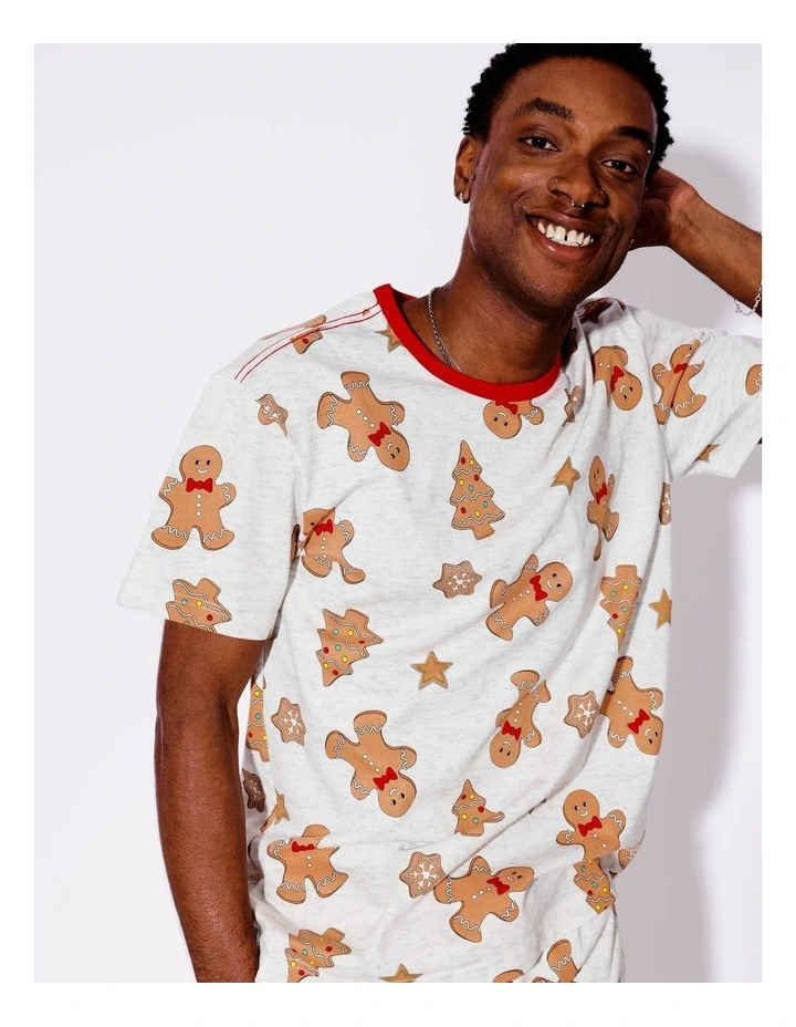 Family Men's Gingerbread Short Sleeve PJ Set in Grey Marle image 2