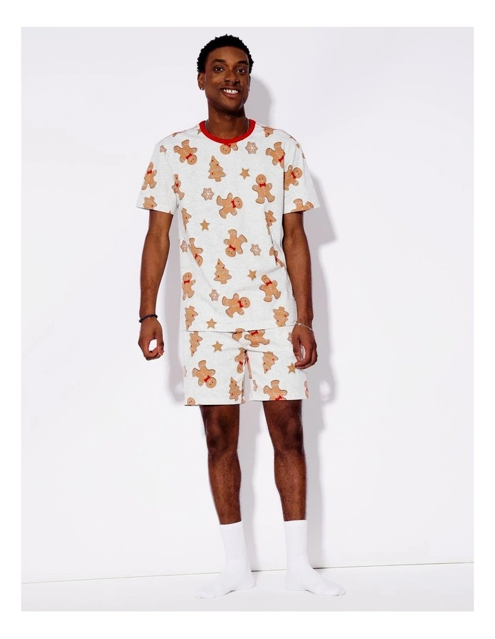 Family Men's Gingerbread Short Sleeve PJ Set in Grey Marle image 3
