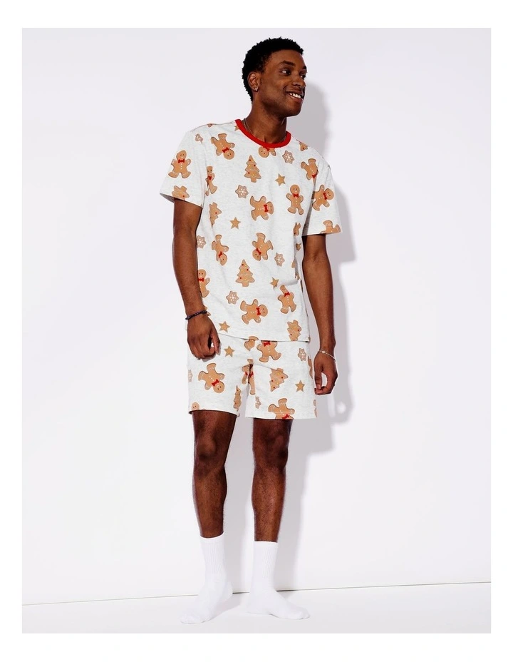 Family Men's Gingerbread Short Sleeve PJ Set in Grey Marle image 4