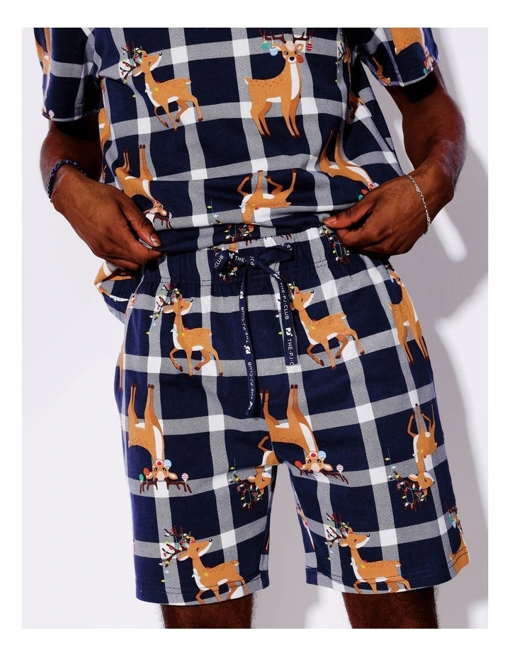 Family Men's Reindeer Short Sleeve PJ Set in Reindeer Check image 4