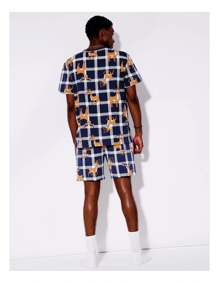 Family Men's Reindeer Short Sleeve PJ Set in Reindeer Check image 5