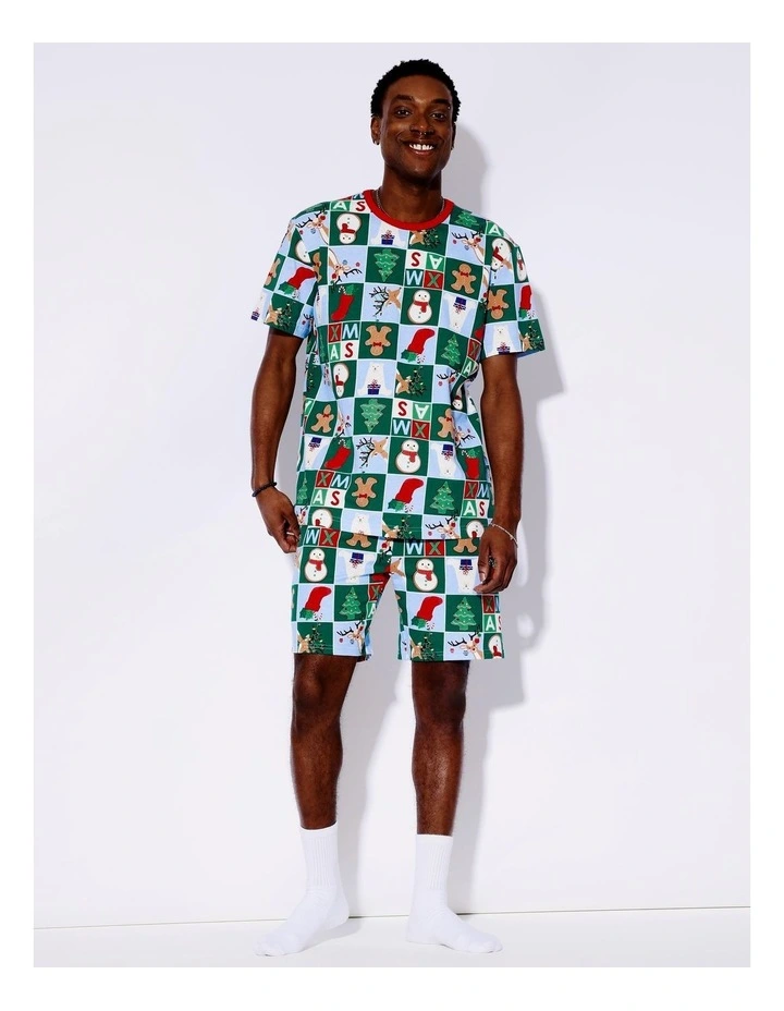 Family Men's Christmas Short Sleeve PJ Set in Wrapping Paper image 1