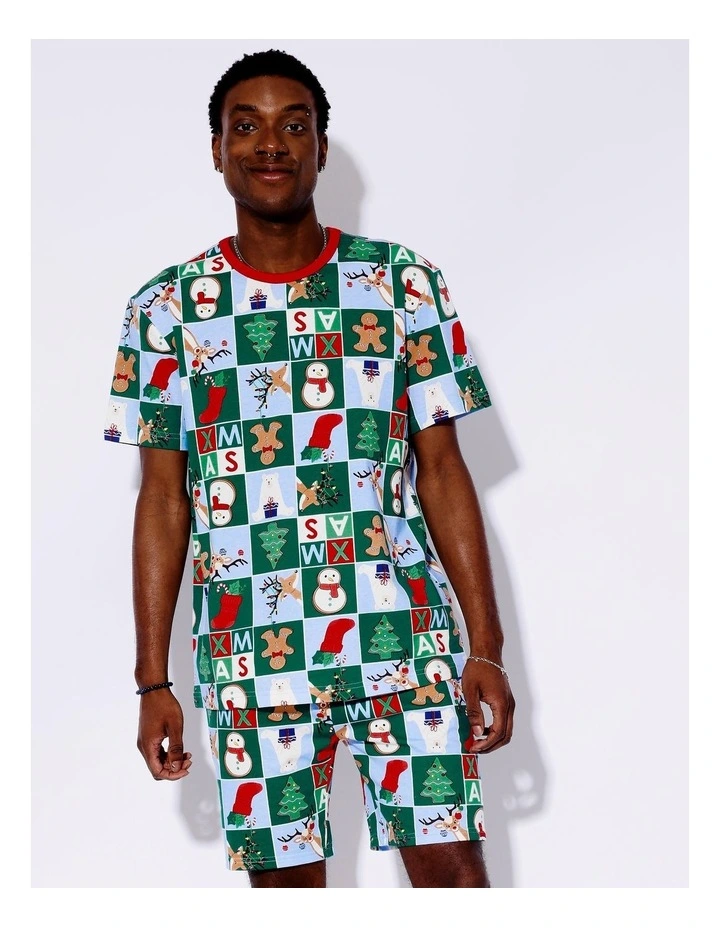 Family Men's Christmas Short Sleeve PJ Set in Wrapping Paper image 2