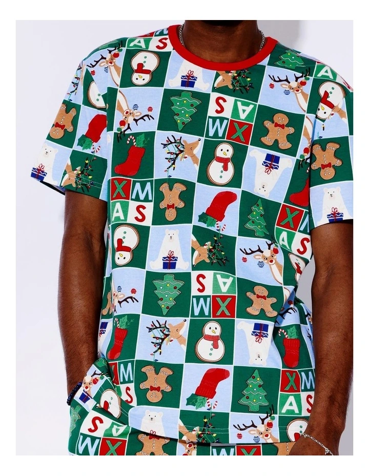 Family Men's Christmas Short Sleeve PJ Set in Wrapping Paper image 3