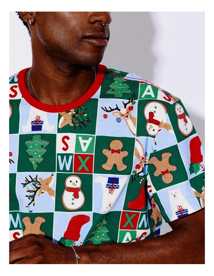 Family Men's Christmas Short Sleeve PJ Set in Wrapping Paper image 4