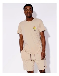 Bamboo Tee & Knit Short Rise And Grind in Sand
