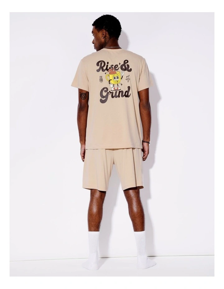 Bamboo Tee & Knit Short Rise And Grind in Sand image 6