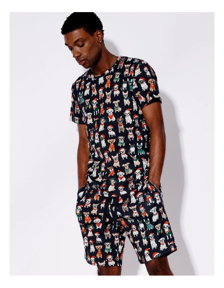 Tee & Knit Short Christmas Hounds in Navy image 1