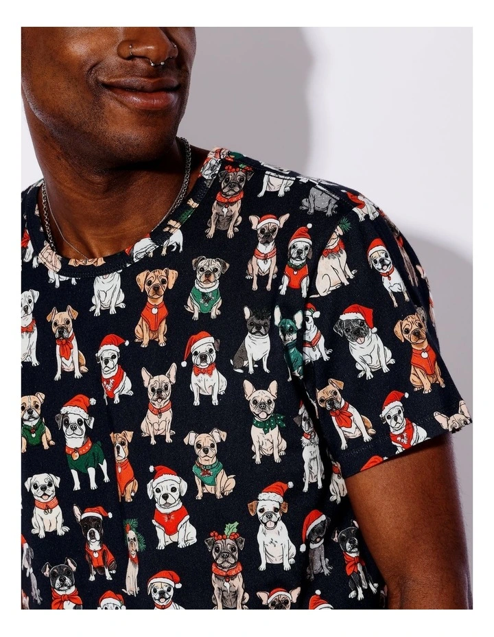 Tee & Knit Short Christmas Hounds in Navy image 3