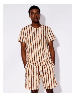 Tee & Knit Short Ginger Stripe in Sand